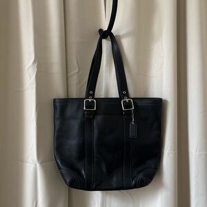 Coach Black Leather Tote Bag